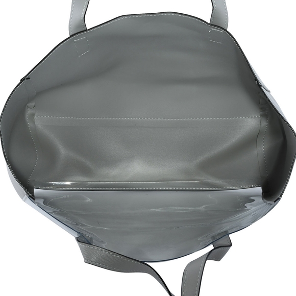 Gray See Thru Pocket Tote Shoulder Length Handbag with organizer insert #G - Picture 5 of 8